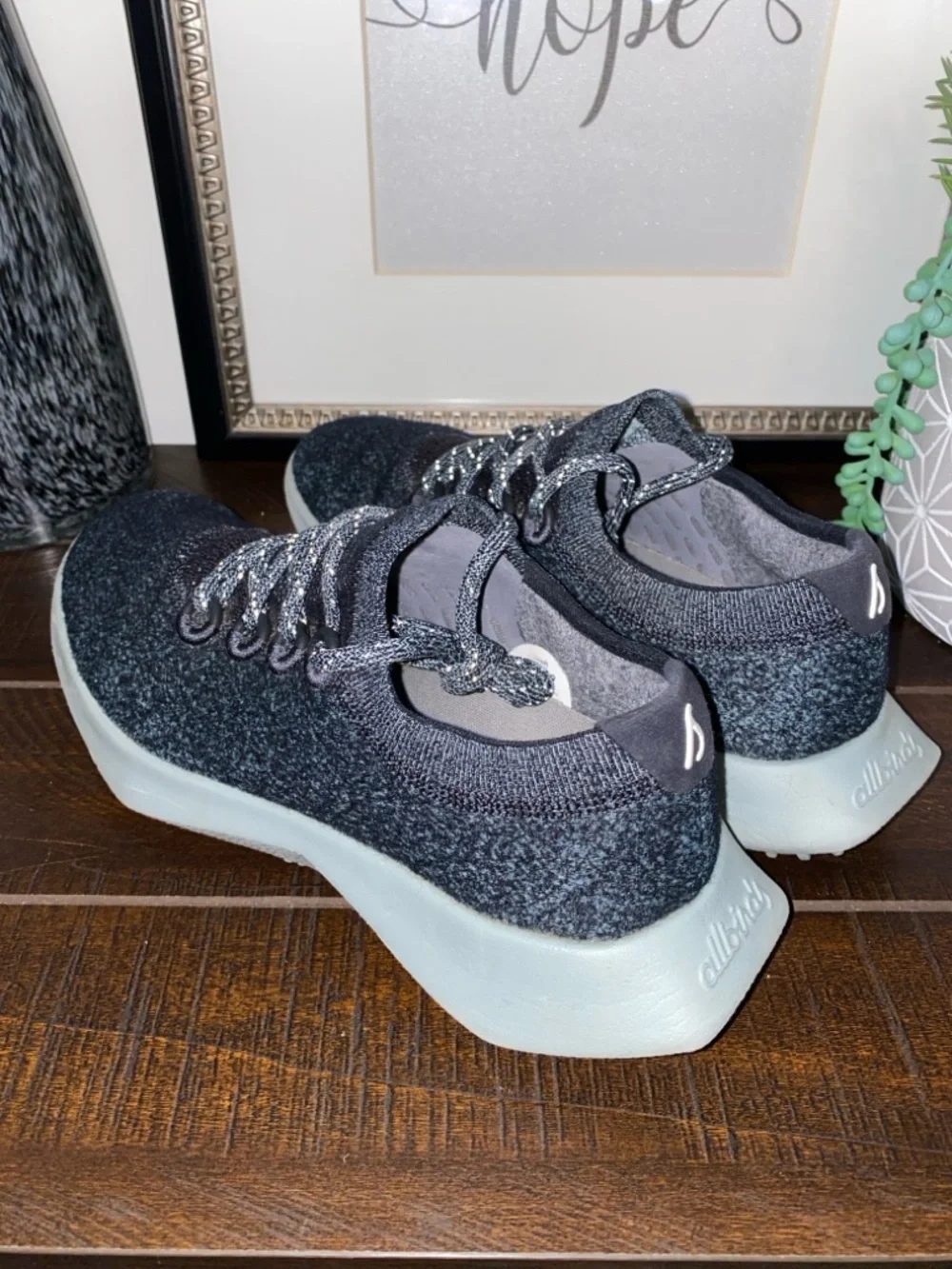 Allbirds Women's Wool Dasher 2 Mizzle Dark Gray Knit Lace-Up Sneakers Size 9